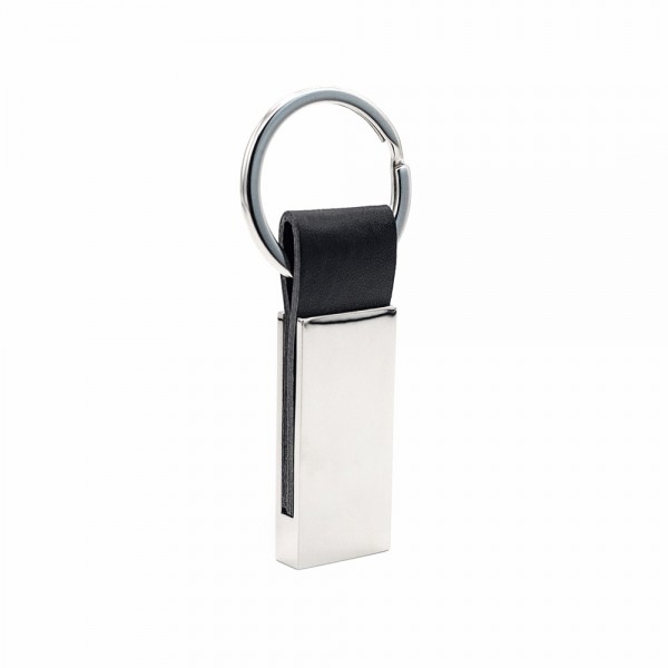 RECTANGULAR KEY RING WITH BLACK PU LEATHER