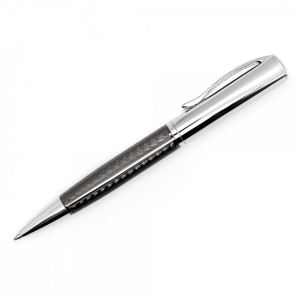 CHROME BALLPOINT PEN WITH GRAY WAVE PATTERN