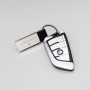 RECTANGULAR KEY RING WITH BLACK PU LEATHER